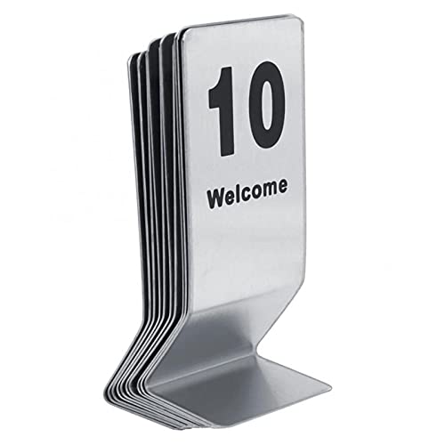 Números de mesa de acero inoxidable con soporte elegante del 1 al 10