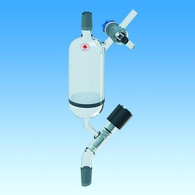 7776-09 Filter Funnel with Integral Glass Fritted Disc, 14/20 Top and Bottom, 2 mm Glass Stopcock Sidearm, 0-4 mm Valve Bottom, Porosity C, No-Air, 60 mL Capacity