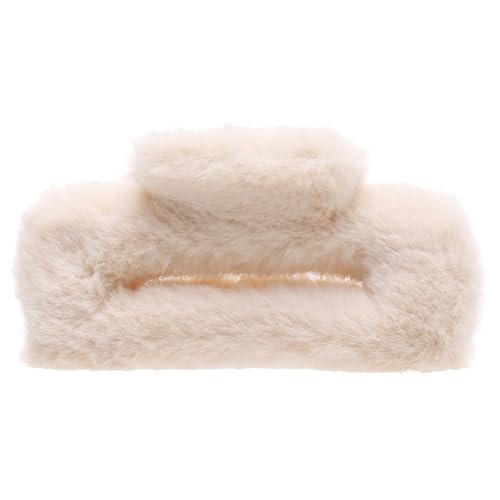 バンスクリップ ヘアアクセサリー ヘアクリップ 韓国 大きめ もこもこ ファー スクエア シンプル おしゃれ かわいい きれいめ レディース 大人 女子 髪留め(アイボリー)のサムネイル