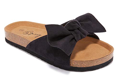 Ruanyu Womens Slide Sandals Bowknot Open Toe Slipper Slip On Comfortable Cork Flats