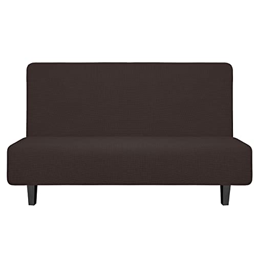 Image of Easy-Going Stretch Medium Futon Slipcover Armless Futon Cover Chocolate