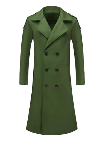 Image of Lars Amadeus Men's Winter Pea Coat Notch Lapel Double Breasted Solid Color Overcoat