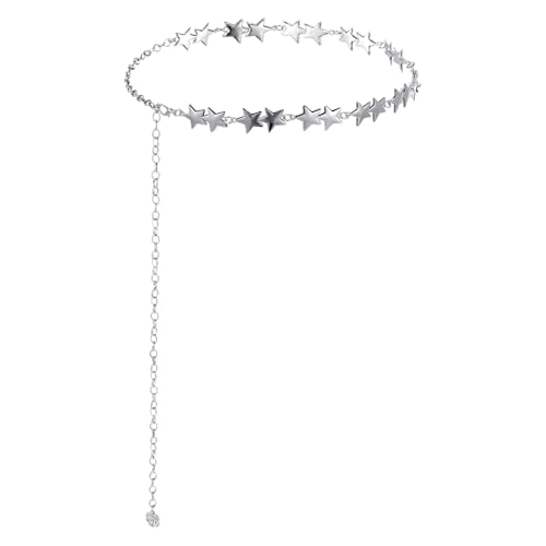 Silver Body Chain Silver Star Chain Belt For Women Y2k Metal Waist Chain Belt With Adjustable Star Accents Perfect For Dresses Formal Wear Jeans Casual Pants Girls Gifts And Body Jewelry