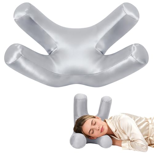 vocheer Anti Wrinkle Pillow for Anti-Aging, Ergonomic Face Pillows to Prevent Sleep Lines, Silky Satin Beauty Pillow for Hair & Skin Care, Side Sleeper Support to Reduce Puffiness, Amplexus (Gray)