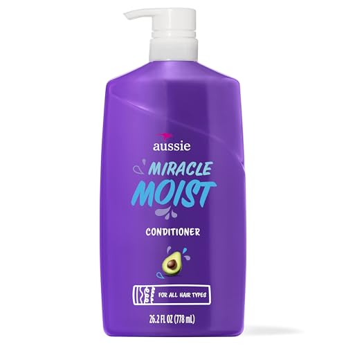 Aussie Miracle Moist with Avocado & Jojoba Oil, Paraben Free Conditioner, 26.2 fl oz