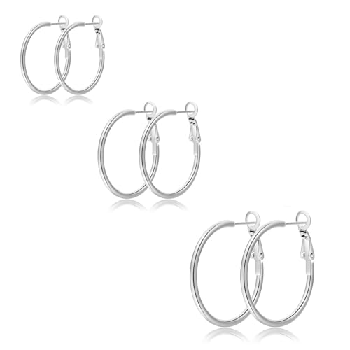 PABBEU 5 paar kleine gouden creolen voor dames, hypoallergeen, heren, goud, licht, creolen, goud, dames, meisjes, 6/8/10/12/14 mm, Roestvrij staal, Geen edelsteen