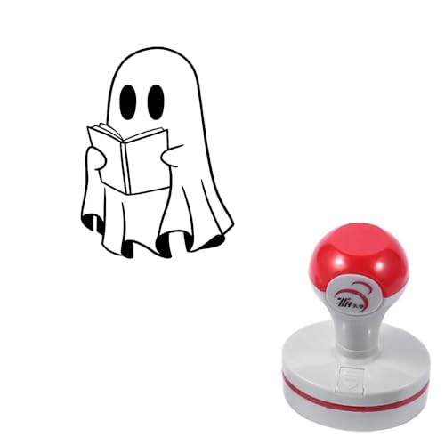 Seasonstorm 1.6-inch Self-Inking Craft Stamp - Cute Cartoon Ghost Reading Book for Scrapbooking, Journal & Card Making