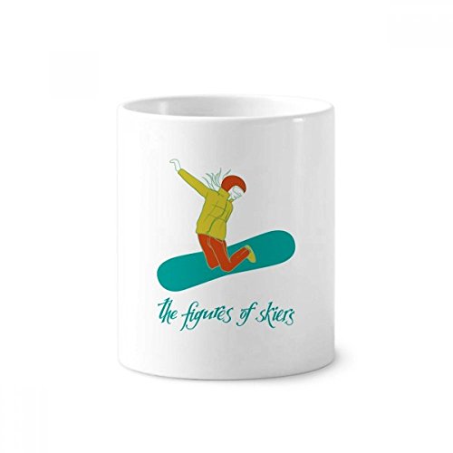 Ski cadeau original tasse céramique blanche et pot à crayons sports d'hiver