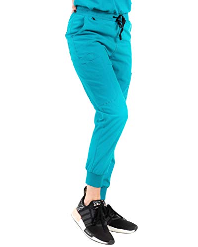 Image of Mim Women's Jogger Scrub Pants Caribbean-Blue S Regular
