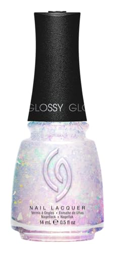 China Glaze CG Nail Lacquer DM for Drama Iridescent Opal Flake Top Coat Quick Dry Clear Nail Polish Topper for Shimmer High-Gloss Finish 0.5 fl oz
