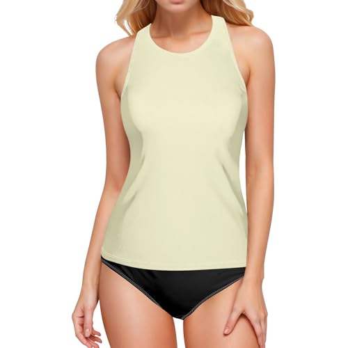 Amazon.com: Cream Women Tankini Tops Tummy Control Swim Tank Top