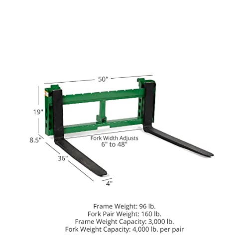 Titan Attachments Pallet Fork Attachment With 36Â€ Fork Blades, Receiver Hitch, Fits John Deere Loaders #TOP2