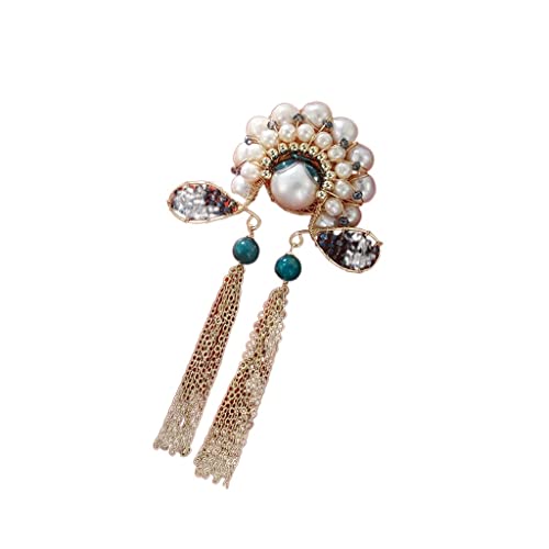 Broche de perlas de agua dulce de estilo chino elegante para mujer