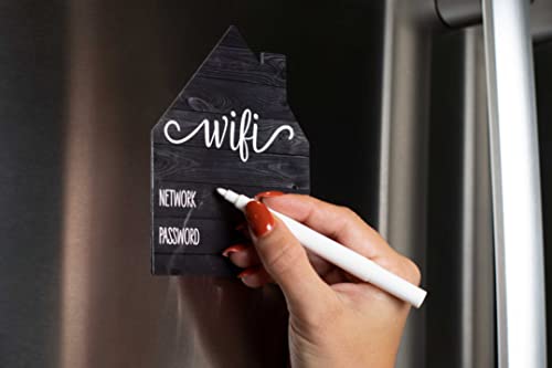 Rustic Black WiFi Password Sign, Rustic Farmhouse Fridge Magnet, WiFi Password Sign for Home with White Wet Erasable Pen, Magnetic Black WiFi Sign for Guests, Magnetic Fridge Decor, 4.0 x 5.0 inch - Thumbnail 6