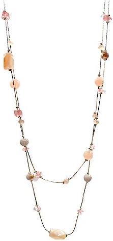 Karen accessories Trending Fashion 61" Long Size Natural Stone Charm Bohemian Style Stone Beaded Strand Necklace