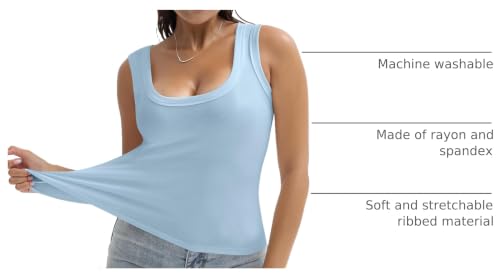 Image of SVALIY Summer Womens Tank Tops 2026 Square Neck Fitted Sleeveless Shirts for Women Ribbed Basic Top