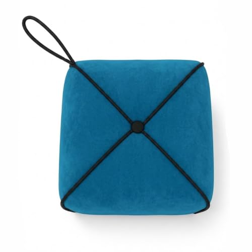 Image of CASASTYLE Signature Velure Suri Accent Pouf | Boston Fabric | 40D High-Density Foam | (Ocean Blue) | Footrest, Vanity Ottoman & Accent Seat for Home, Office, & Hotel