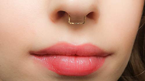 Fake Septum Piercing Clip On Nose Ring Square Goldfill Cuff #TOP1