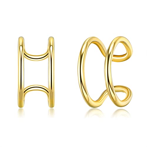 Poignets d'oreilles en or jaune 18k chic sans perçage pour femme