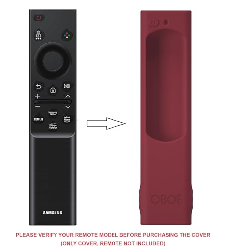 Image of OBOE Silicone TV Remote Cover for Samsung Remote BN59-01311, Wine Red | Compatible with Samsung QLED TV Remote, Half Wrap Protective Case, With Loop, Remote Not Included