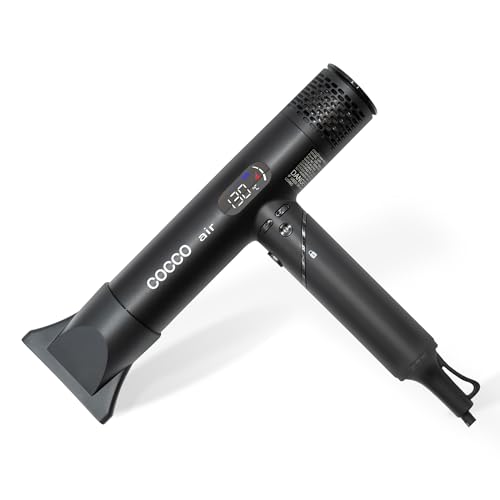 COCCO Iconic Air Ionic Hair Dryer Black – Professional High-Speed 110,000 RPM, Brushless Blow Dryer with Diffuser – Infrared Technology, 4 Heat Modes, Dual Voltage, Lightweight Salon Hair Dryer
