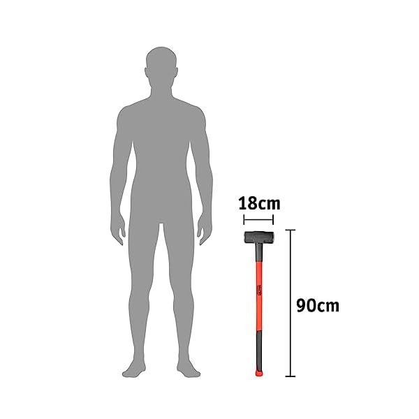 WALTER Professional Vorschlaghammer 4,5 kg 90 cm, Abbruchhammer, Sledge Hammer, vibrationsdämpfender Fiberglas-Griff für bequeme Handhabung und präzise Steuerung, robust und langlebig – Bild 4