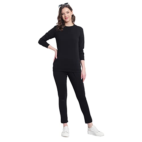 Image of RABBY Womens Poly Cotton Regular Fit Solid Track Suit with Round Neck and Full Sleeves Ideal for Yoga Workout Running and Daily Sportswear for Girls and Women