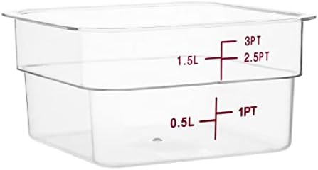 Vogue CF021 Square Storage Container 3.5Ltr Clear Measuring Food Freezer Tubs