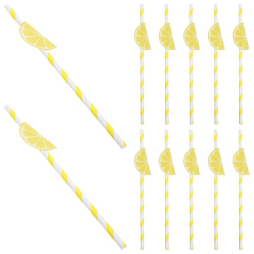 Pitillos de papel amarillos limón 20 piezas miniatura 1