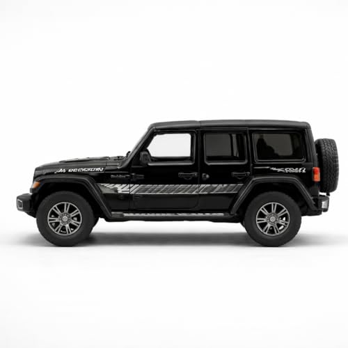 Image of 1:24 Scale Jeep Wrangler Die Cast Metal Car Model with Openable Doors & Hood, Detailed Interior, Pull Back Action Toy Car for Kids & Collectors, Display Model