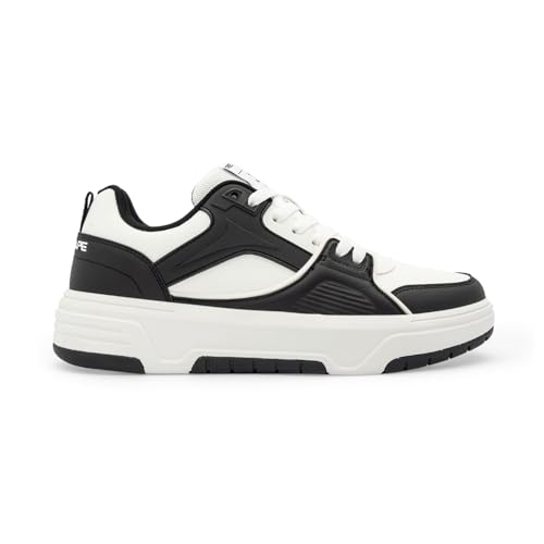 Image of Red Tape Men's Sneakers Black White Pu Round Toe Lace-Up