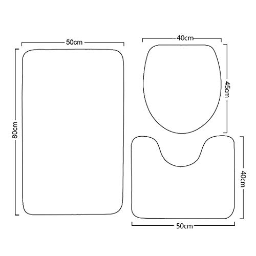 Shinewe Badezimmerteppich-Set mit WC-Vorleger, rutschfest, Badematte, WC-Deckel, WC-Vorleger, 3-teilig – Bild 4
