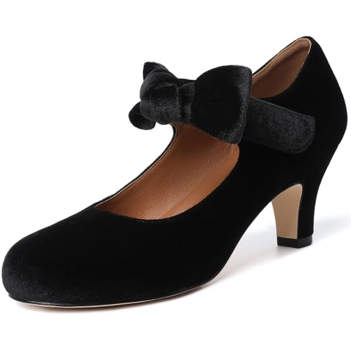 Mostrin Kitten Heels for Women Low Heel Closed Pointed Toe Slingback Pumps Buckle Strap Dress Shoes for Daily Working Wedding