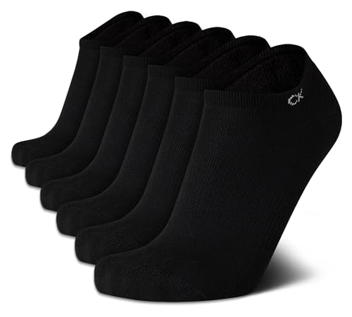 Image of Calvin Klein Womens No Show Socks - 6 Pack Breathable Cotton Blend Athletic Performance Low Cut Running Socks for Women