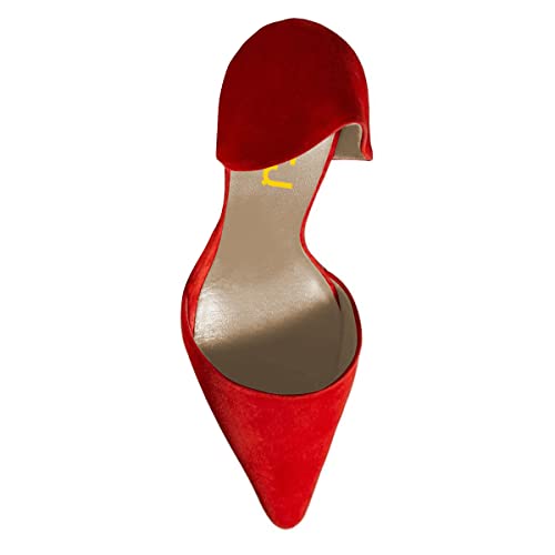 FSJ Women Closed Pointed Toe Low Kitten Heel Pumps D'Orsay Slip On Comfort Ladies Office Work Shoes Size 4-15 US4