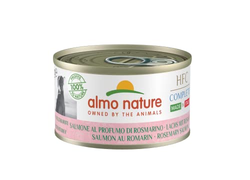 Almo Nature HFC Complete Made in Italy, Alimento Umido per Cani Adulti Salmone al Profumo di Rosmarino - 24 Lattine da 95 g.