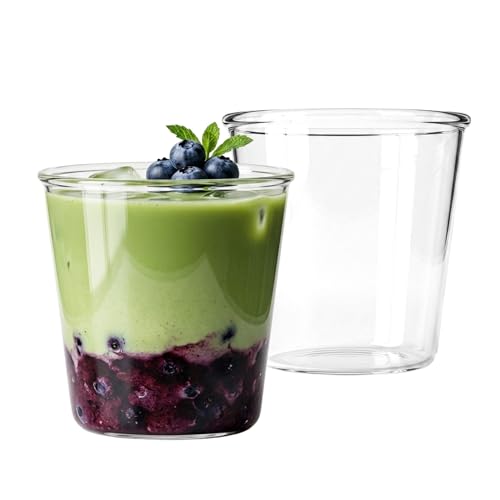 Image of PEBELLIFEWARE Aesthetic Glass Coffee Mugs (Set of 2) - Premium Borosilicate Clear Drinking Glasses U-Shaped 280ml for Coffee, Matcha, Smoothies - Microwave & Dishwasher Safe
