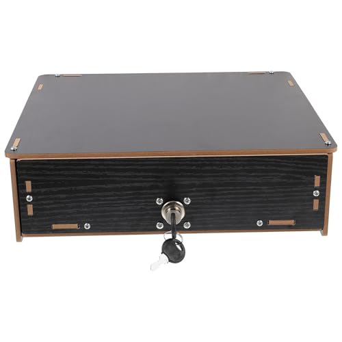 COHEALI Vassoio Portadenaro da Tavolo in Legno Nero Lucido Cassetto per Contanti Multiuso Scomparti Divisori Organizer da Scrivania per Ufficio Scuola e Sala Riunioni Custodia per