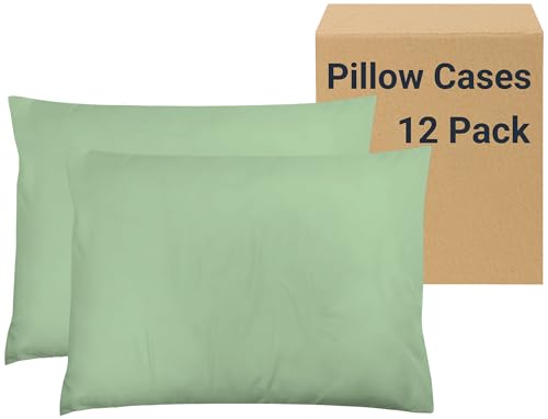 ZPECC Pillow Cases Queen Size Set of 12, 20x30 Envelope Closure Pillowcases, Soft Plain Brushed Microfiber Covers Hypoallergenic Breathable, Sage Green