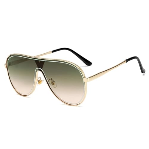 Lunettes de soleil vintage de luxe avec grande monture ronde et dessus plat géométrique