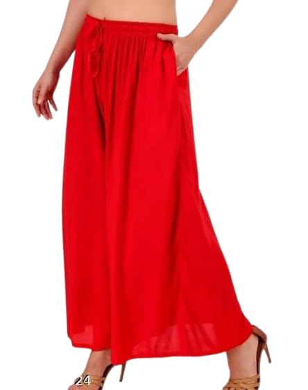 Women's Rayon Comfortable Red Palazzo-picture-10
