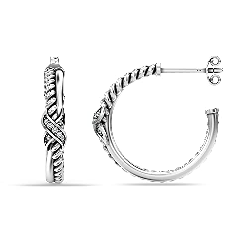 Charmsy 925 Sterling Silver C Hoop Earrings for Women | Italian CZ Open Half C-Hoops Earring | Women's C-Shaped Hoop Earrings Jewelry Gifts4