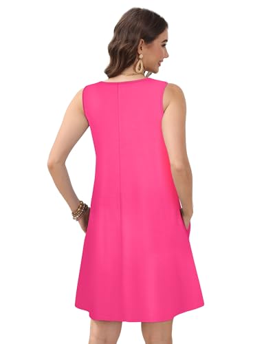 Image of CHICGAL Womens Summer Dresses Casual Sleeveless Loose T Shirt V Neck Sundress Swing Beach Cover Up with Pockets 2026