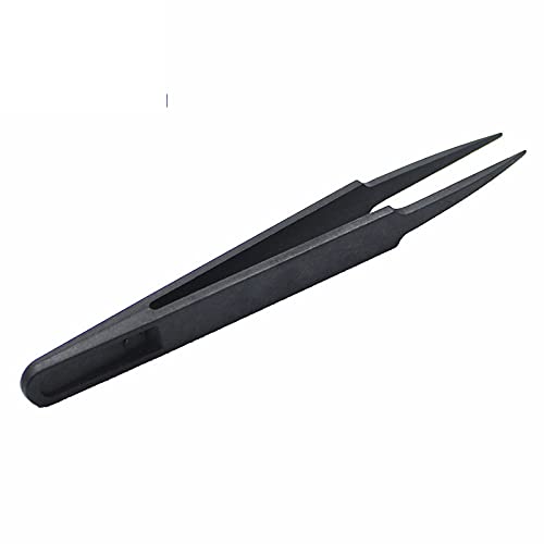 100PCS Anti-Static Plastic Tweezer Heat Resistant Repair Tool Portable Black Straight Bend 93303 Tweezer