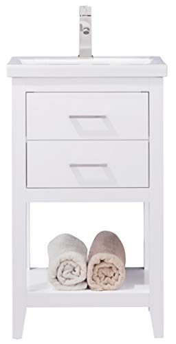 LUCA Kitchen & Bath LC20FWP Dublin 20 Bathroom Vanity Set in White with Integrated Porcelain Top