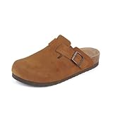 SHEEPSH Damen Clogs Pantoletten mit Fußgewölbeunterstützung, Kastanie, 38 EU