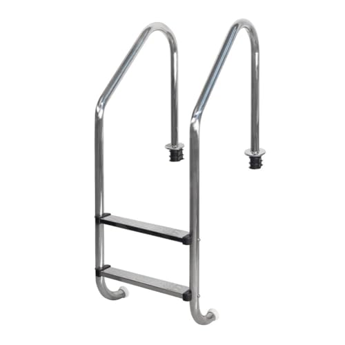 Escalera de piscina de acero inoxidable resistente, diseño antideslizante de 3 escalones para piscinas profundas, soporta 380 libras, ideal para uso en interiores y exteriores