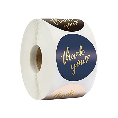 1 rollo/500 pegatinas de agradecimiento redondas autoadhesivas de papel para regalos de agradecimiento, bodas, cumpleaños, cumpleaños, cumpleaños, fiestas, bolsas de negocios, 25 mm (4 colores)