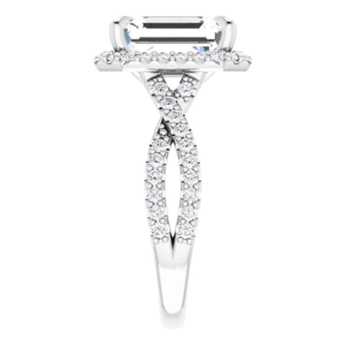 Bridal Engagement Ring 3-5 Carats Moissanite Halo Wedding Ring Infinity-Shank Promise Gifts for Her | 925 Silver, 10K/14K/18K Solid Gold Jewelry2