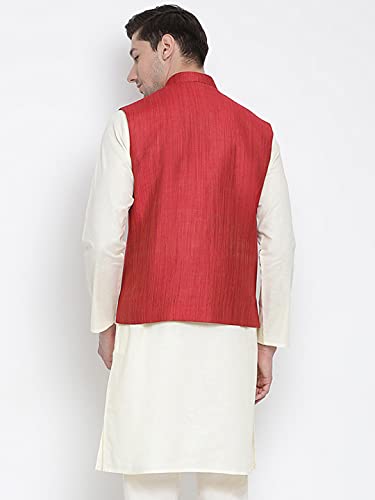 Image of VASTRAMAY Men's Beige Cotton Blend Ethnic Jacket